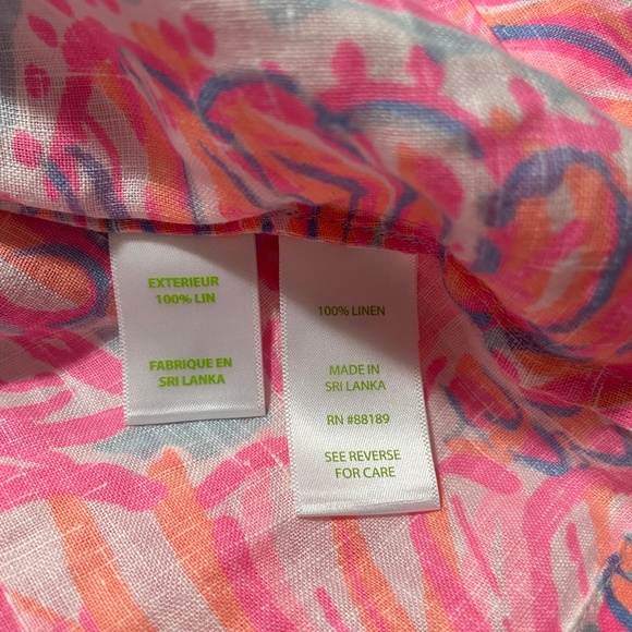 Lilly Pulitzer XS New With‎ Tags Pink Pout 100% Linen Sleeveless Sarasota Tunic - Picture 4 of 7